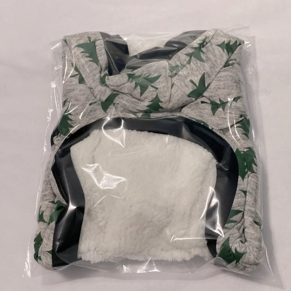 Pup Under the Tree Dog Hoodie Gray/Green Size Large